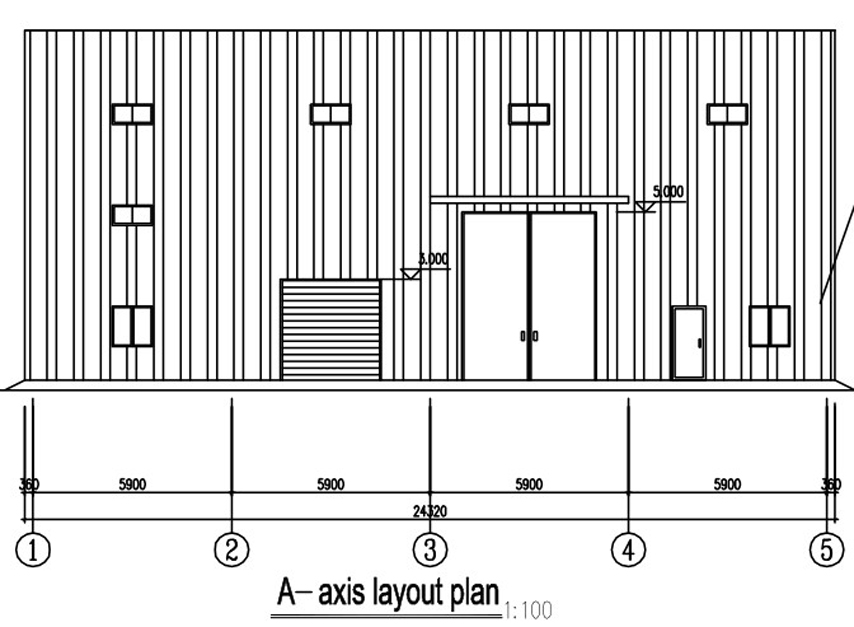 Чертежи склада стальной конструкции - план расположения осей
