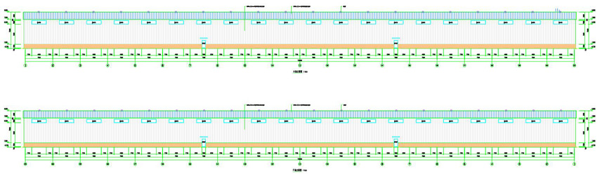 Проект склада со стальной конструкцией - осевой фасад