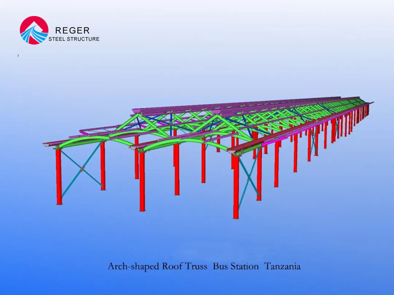 Арочный дизайн фермы крыши автовокзала 3D-чертеж