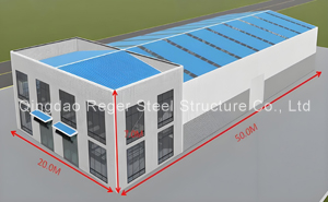 Сборный стальной склад площадью 1000 кв.м. с частичным двухэтажным офисом