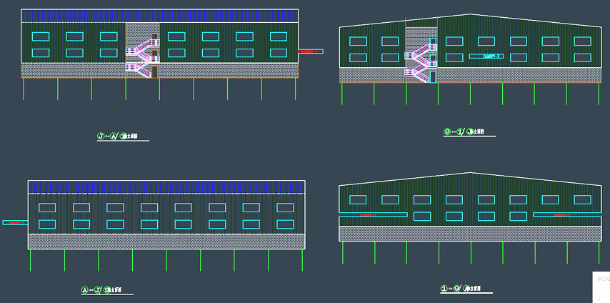 Чертеж по осевому разрезу стального складского здания
